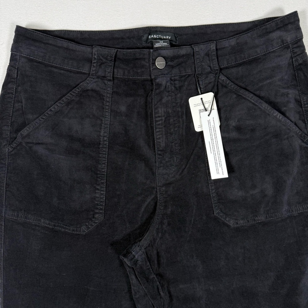 SANCTUARY velveteen hayden bootcut black sz 33 velvet moto biker NWT whimsigoth - Picture 5 of 13